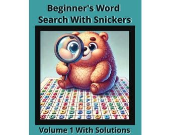 Toddler Printable, Kindergarten Worksheets, Preschool Activity Sheets, Beginner's Word Search With Snickers, Vol 1, Large Print. Digital