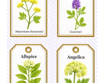 White Printable Herb Garden Tags | Plant Markers | Botanical Garden Labels | 67 Herbs | Digital Download