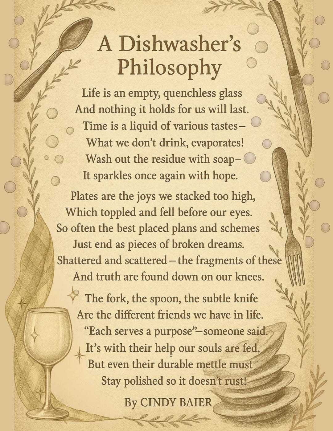 Printable Kitchen Poem – A Dishwasher’s Philosophy – Heartfelt Digital ...