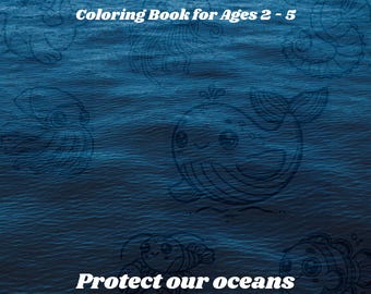 Baby Ocean Animals, Coloring Book for Ages 2 - 5 - Digital Download