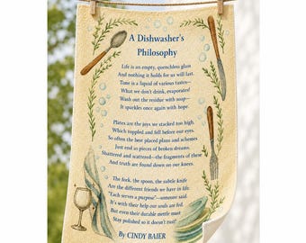 A Dishwasher's Philosophy Microfiber Hand Towel, 28" X 16" - Meaningful Kitchen Decor Gift