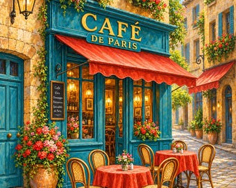 French Café Printable Art – 8.5"×11" Paris Street Scenes – Digital Download