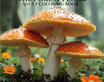 Mushroom Coloring Book: Cottagecore Botanical - Art. Digital Download  (8.5x8.5in)