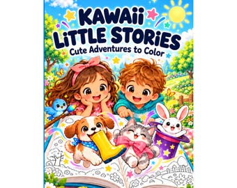 Kids Coloring Pages - Kawaii Little Stories - Digital Download