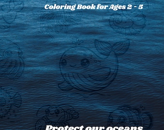 Baby Ocean Animals, Coloring Book for Ages 2 - 5 - Paperback