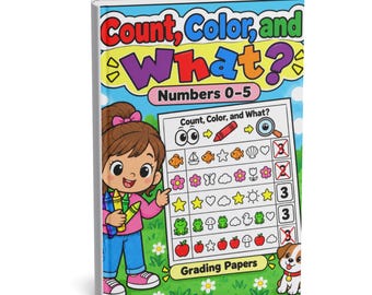 Toddler Learning Activity, Math Worksheets, Count, Color, and What? - Physical Book