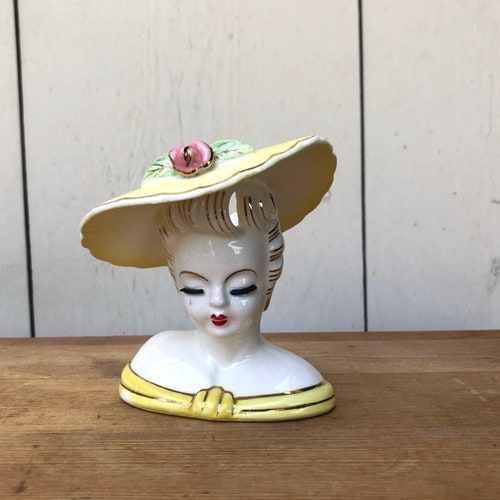 Vintage Lady Head Vase P808 Etsy