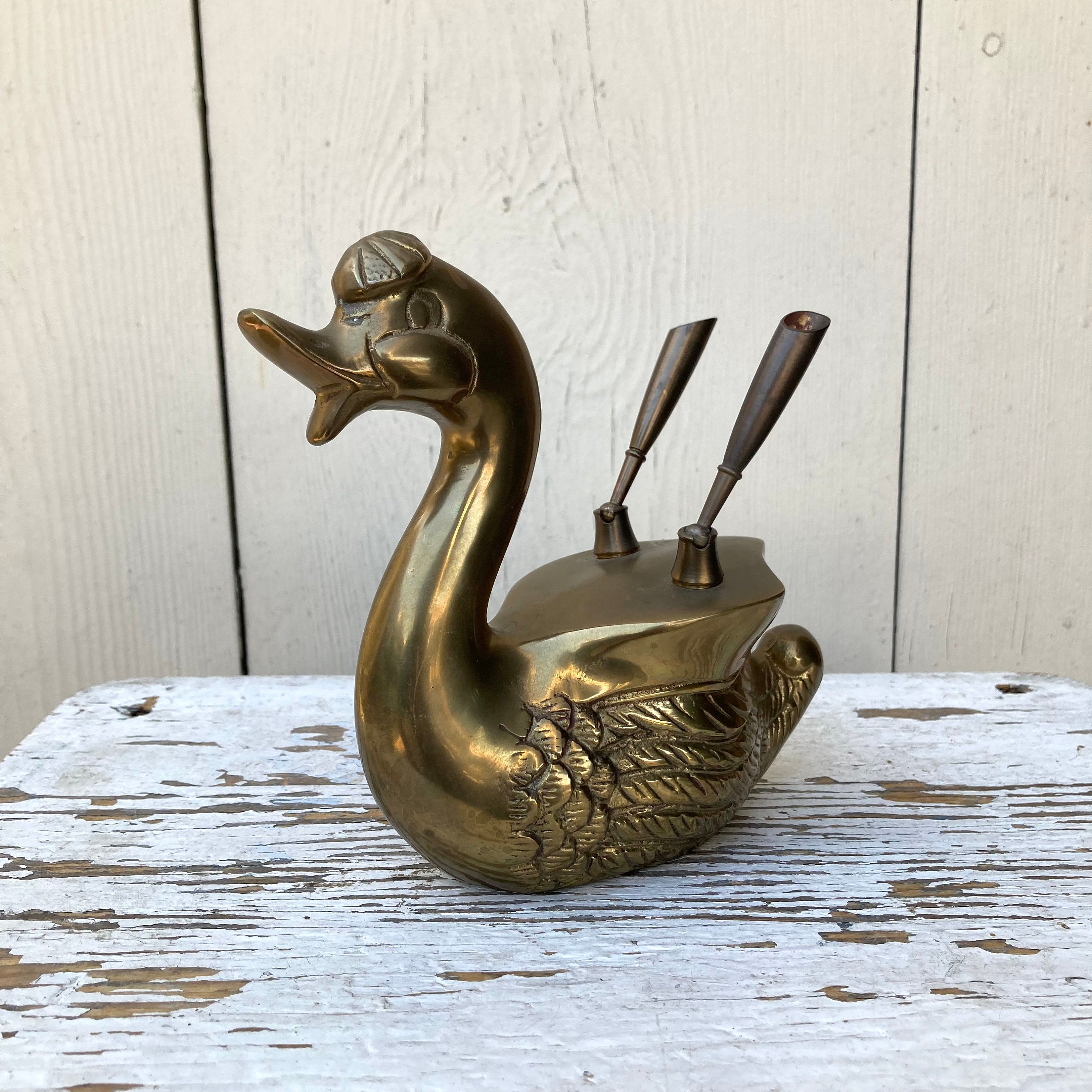 Quill Ballpoint Pen & Stand Holder - Duck/Brown – Painted Swan
