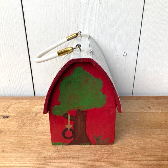 Vintage Wooden House Purse - Painted Wood House P… - image 7