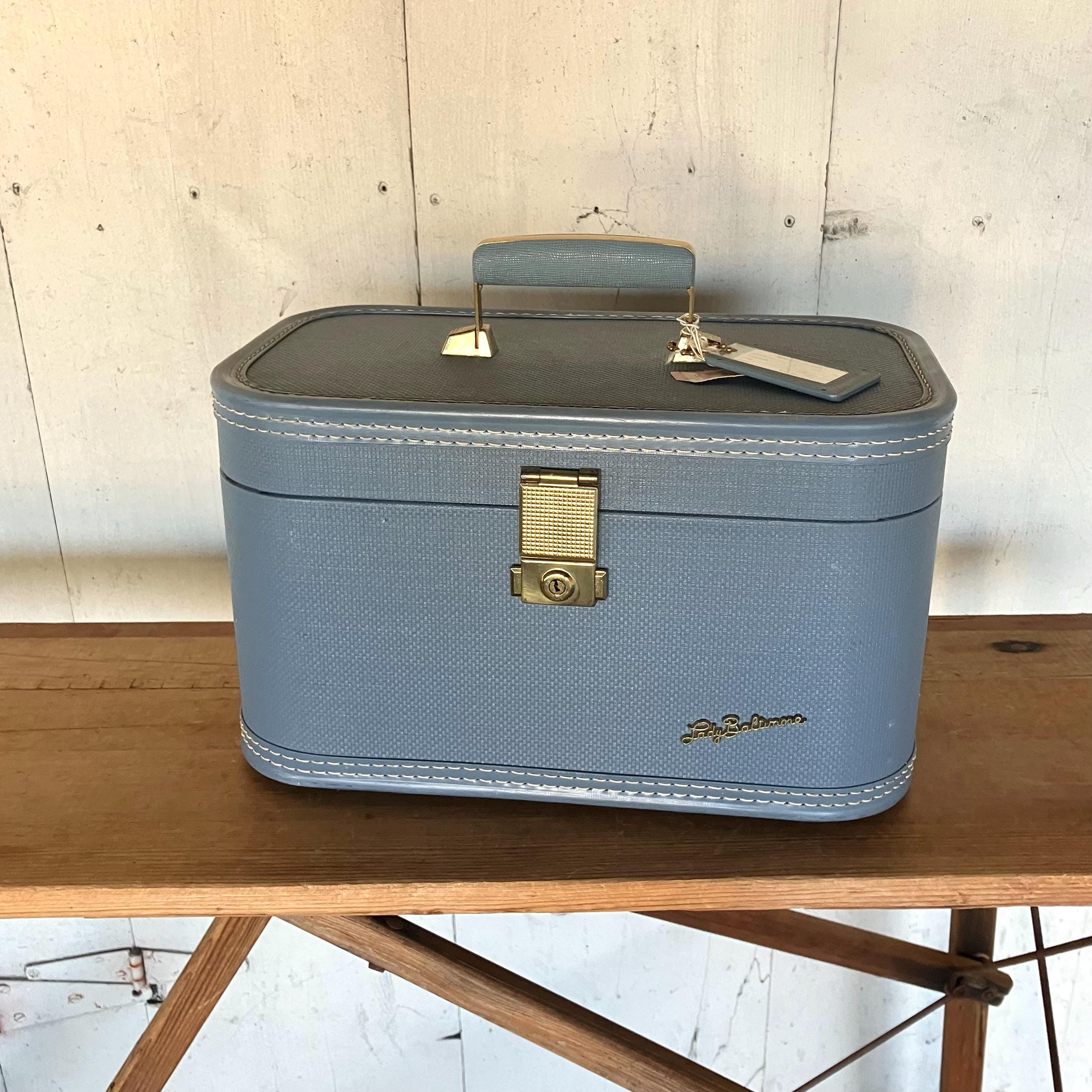 Vintage Blue Train Case - Lady Baltimore - Blue - Makeup Case
