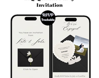 Engagement Party Invitation with Trackable RSVP | Editable Canva Template