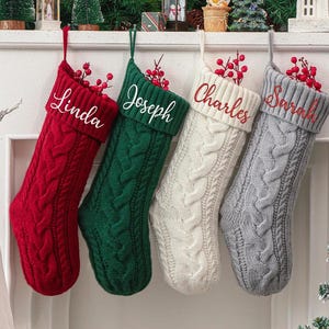 2025 Embroidered Christmas Stockings,Personalized Christmas Stockings,Custom Knit Family Stockings,Holiday Stockings Gifts,Monogram Stocking