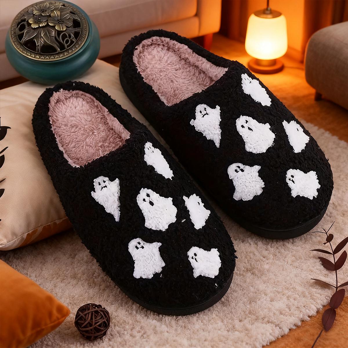 Generisch Halloween Sk Ull Cartoon Warme Winter Katoenen Slippers Voor Generisch Halloween Sk Ull Cartoon Warme Winter Katoenen Slippers Voor