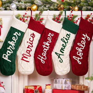 2026 Crocheted Christmas Stocking with Name,Personalized Knitted Family Stockings,Embroidery Xmas Stocking,Holiday Gift,Christmas Tree Decor