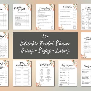 Boho Floral Bridal Shower Games Bundle Template: Orange Peach Theme Design (Editable Printable Instant Digital Download) Canva