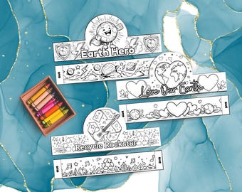 Earth Day Crown Bundle – Earth Hero, Love Our Earth, and Recycling Rockstar DIY Coloring Crafts for Kids (PDF Download)