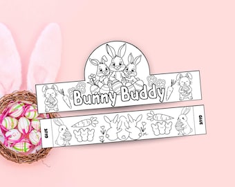 Bunny Buddy Colorable Crown - Easter Coloring Craft for Kids (PDF Download)