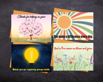 Heartfelt Teacher Appreciation Cards – Printable Set of 4 Thank You Cards for Teachers (PDF Download)