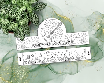 Recycling Rockstar Colorable Crown – Earth Day DIY Craft, Activity for Kids (PDF Download)