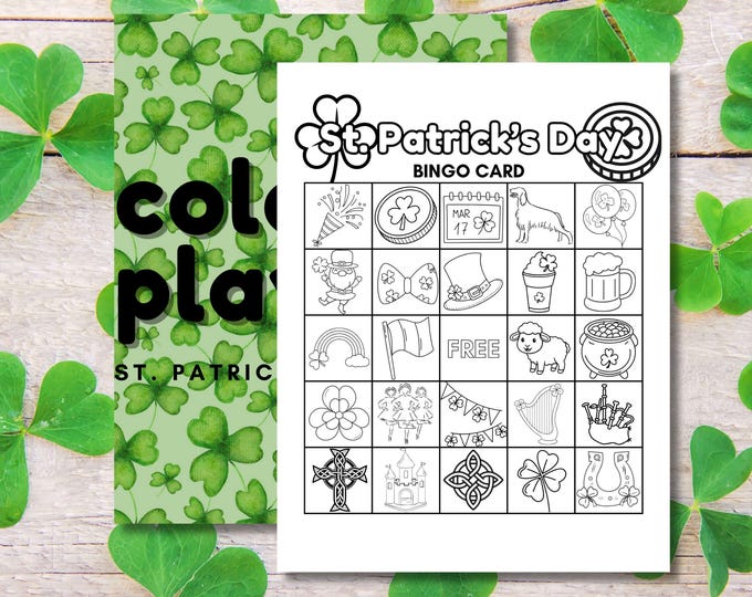 Featured listing image: St. Patrick's Day Bingo Game - Printable & Colorable Fun for Kids and Families (PDF Download)