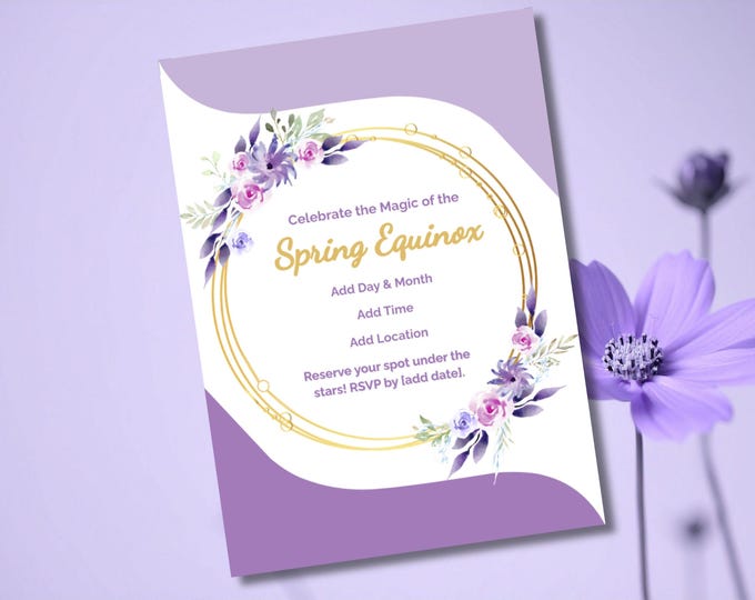 Featured listing image: Spring Equinox Celebration Invitation - Printable Floral Design Invite for Weddings, Brunches, or Outdoor Events (Editable in Canva)