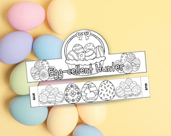 Egg-cellent Hunter Colorable Crown - Easter Coloring Craft for Kids (PDF Download)