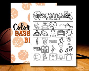 Color and Play Basketball Bingo Game - Printable & Colorable Fun for Kids and Families (PDF Download)