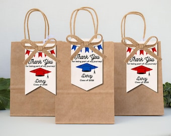 Graduation Favor Tags | Thank You Tags | Graduation Party Decorations | Class of 2026 Celebration Tags | Set of 6 (Editable in Canva)