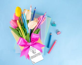 Modern Minimalist Colorable Gift Tags for Teachers – Perfect for Teacher Appreciation - Set of 6 (PDF Document)