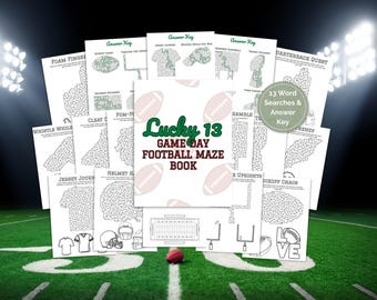 Football Maze Printable, Football Activity Book for Kids, Game Day Printable, Sports Mazes, Party Favor, 13 Mazes, Instant Download