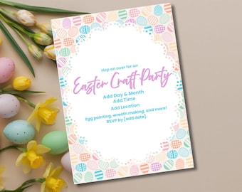 Easter Gathering Invitation - Printable Pastel Egg Design Invite (Editable in Canva)