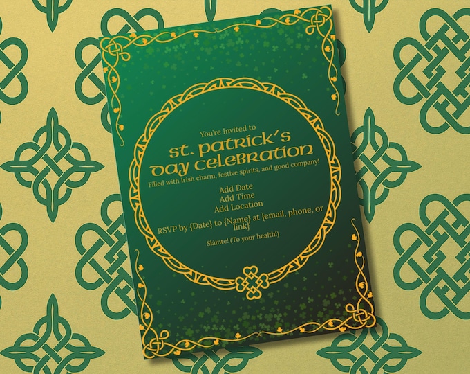 Featured listing image: Classic Irish Charm Invitation - St. Patrick's Day Celebration Invite (Editable in Canva)