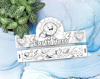 Earth Hero Colorable Crown – Earth Day Superhero DIY Craft, Activity for Kids (PDF Download)