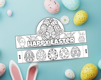 Happy Easter Colorable Crown - Easter Coloring Craft for Kids (PDF Download)