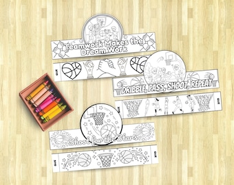 Set of 3 Printable Basketball Crowns - Game Day Coloring Activities for Kids - DIY Party Favors or Sports Crafts (PDF Download)
