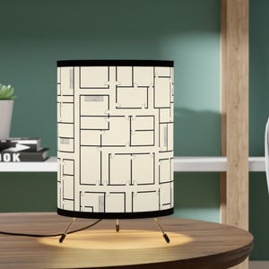 Modern Floorplan Print Lamp, Architectural Floorplan design, Tripod Base, Warm Ambient Light, Unique Gift for Architects & Designers