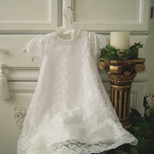 Ready to Ship, Lace Christening Gown and Slip size 6 to 12 mo. New, Handmade, Heirloom Inspired, Lace Baptism Dress image 1