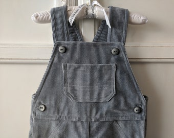 Toddler, Grey Corduroy Overalls size 18 mo. Classic Bib Overall Style, Decorative Top Stitching, Lovely, Soft, Dove Grey Corduroy