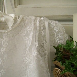 Ready to Ship, Lace Christening Gown and Slip size 6 to 12 mo. New, Handmade, Heirloom Inspired, Lace Baptism Dress image 2