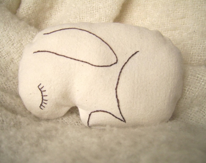 Sleepy Bunny Organic Crib Toy, Baby's First Toy, Eco-fabric soft toy, Organic Cotton Stuffed Toy