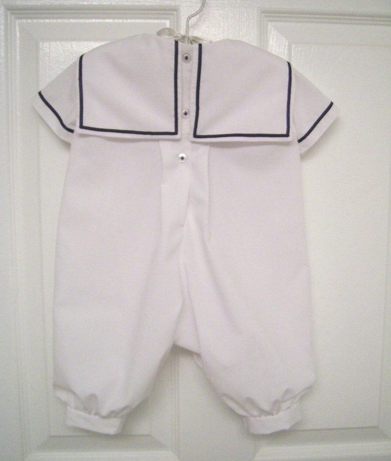 Sailor Christening Romper, Long/Short Sleeves, Long/Short Legs, Vintage Inspired, For custom orders in sizes newborn up to 2 years. image 7