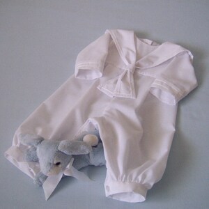 Sailor Christening Romper, Long/Short Sleeves, Long/Short Legs, Vintage Inspired, For custom orders in sizes newborn up to 2 years. image 3