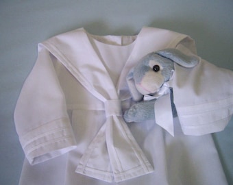 Sailor Christening Romper, Long/Short Sleeves, Long/Short Legs, Vintage Inspired, For custom orders in sizes newborn up to 2 years.