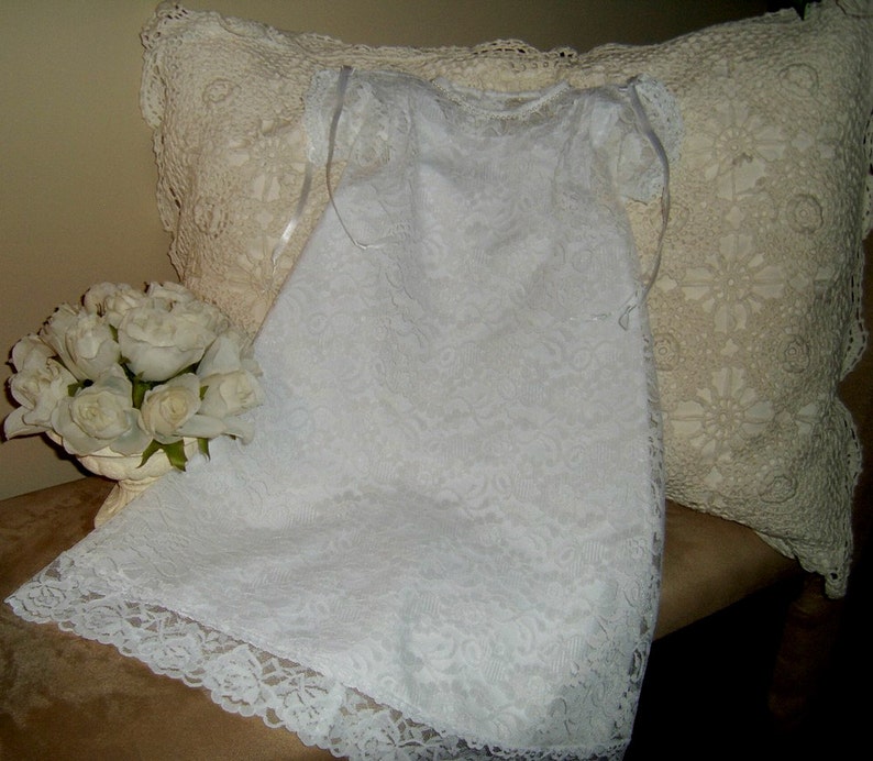 Ready to Ship, Lace Christening Gown and Slip size 6 to 12 mo. New, Handmade, Heirloom Inspired, Lace Baptism Dress image 9