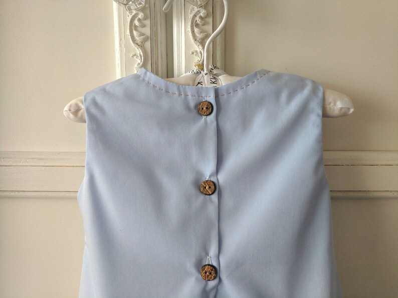 Size 6 to 12 mo Sweet and Simple Blue Peter Rabbit Baby Bubble Hand Embroidered Summer Baby Romper