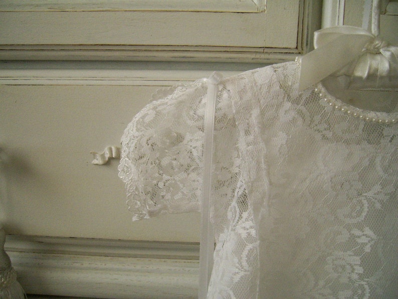 Ready to Ship, Lace Christening Gown and Slip size 6 to 12 mo. New, Handmade, Heirloom Inspired, Lace Baptism Dress image 4