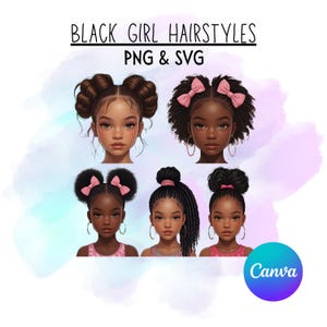 黒人の女の子のヘアスタイル デジタルガール PNG SVG 黒人の女の子の魔法 ナチュラルヘア キッズヘアクリップアート メラニンガールクリップアート デジタルプランナークリップアート