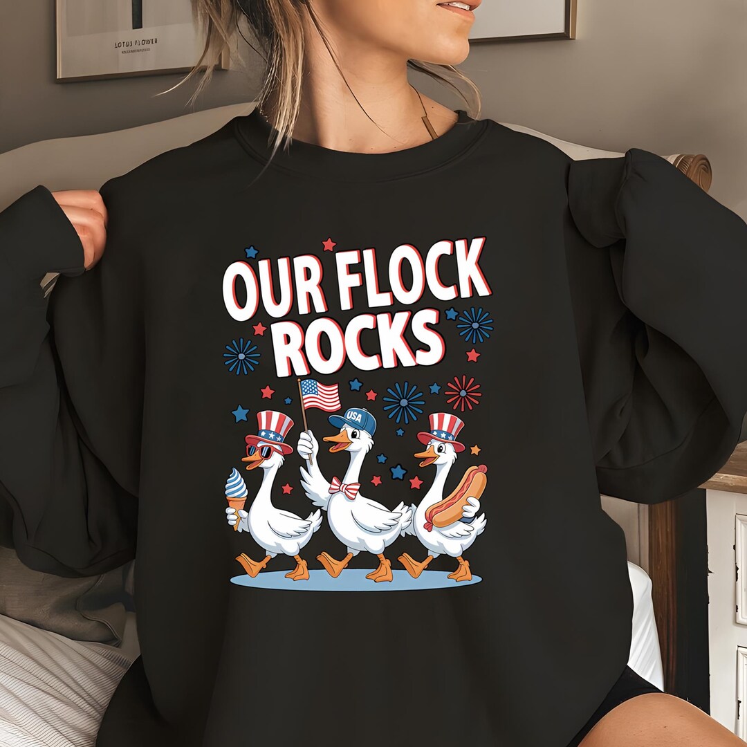 Our Flock Rocks PNG, Funny Goose 4th of July Clipart, USA Patriotic ...