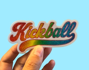 Rainbow Kickball Sticker Glitter Pride Glossy Good Quality