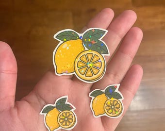 Homemade Lemon stickers cute sparkle holographic